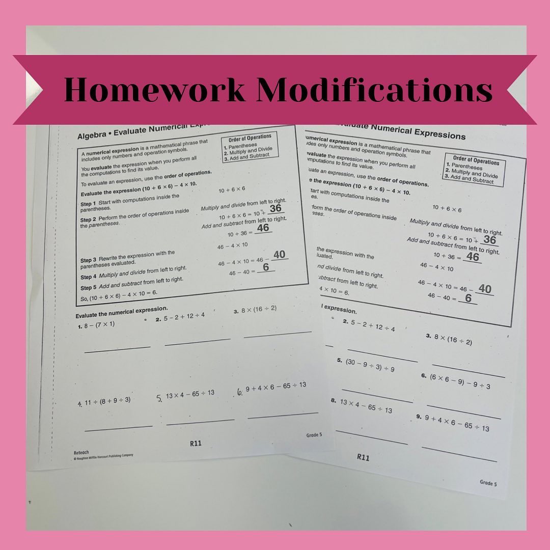 coteachwcoffee's tweet photo. Modification Monday! Here are some ways we’ve modified for students this week. The goal is always to increase access to content and support students where they’re at! #cotaughtclassroom #inclusionrules #mspride #d102learns https://t.co/we1nkTYMyg