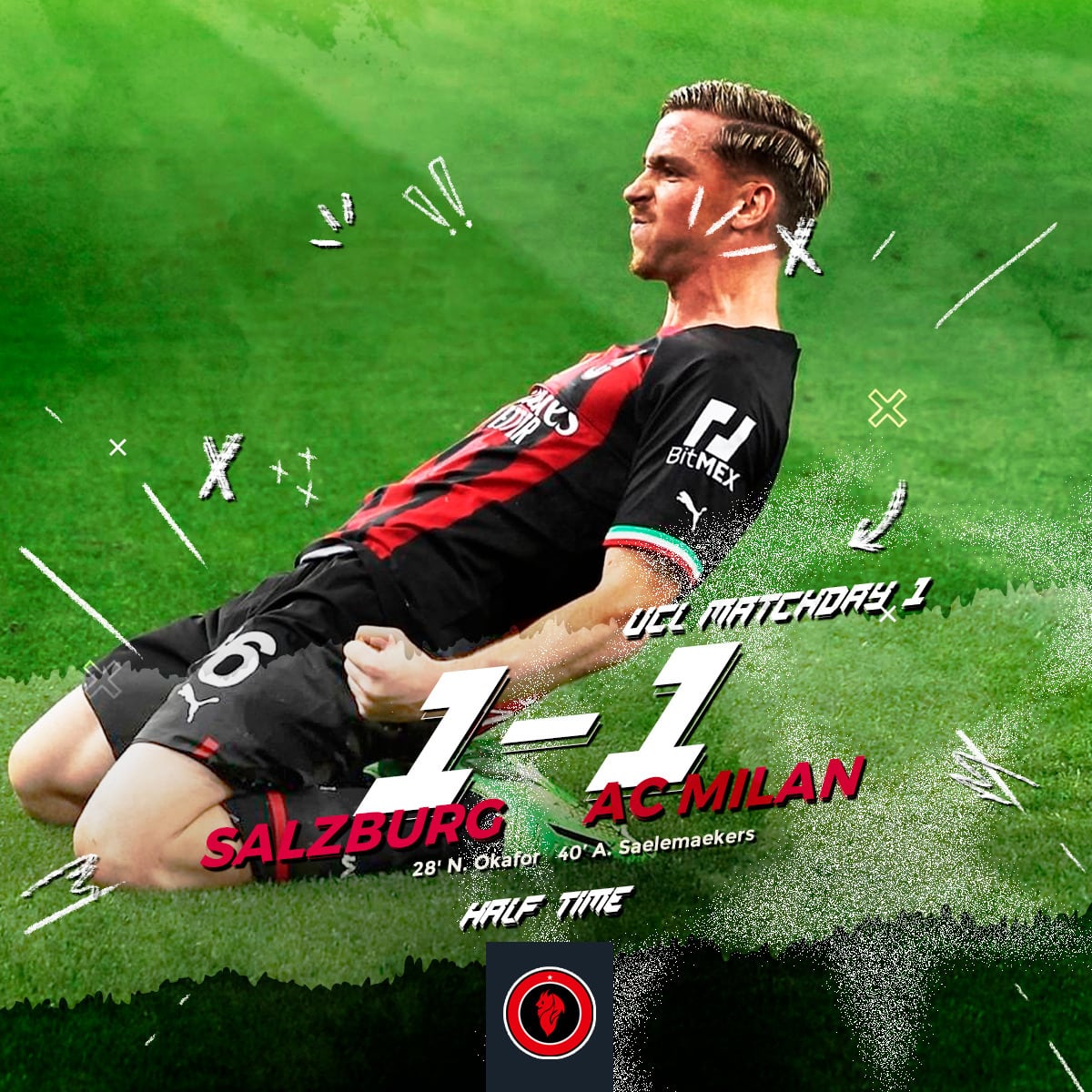 2 gol tercipta di 45 menit perdana untuk kedua tim. Hasil imbang 1-1 mengakhiri jalannya babak pertama.

Perlu perbaikan apa di babak kedua gaes?

#KitaMilanisti🇮🇩 #MilanistiIndonesia #ACMilan #UCL