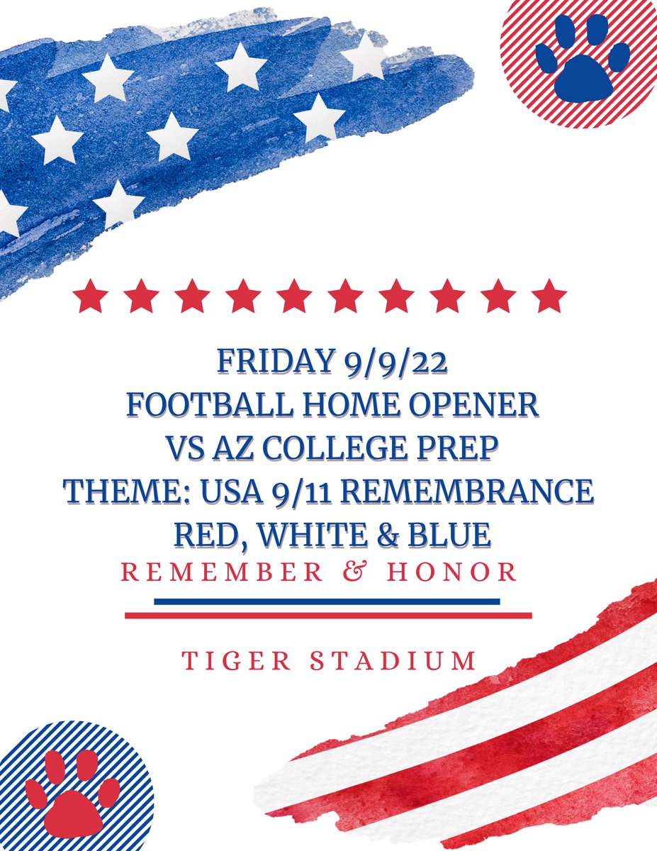 Home game this week 🏈. Come out and represent!! 🇺🇸🐯 #TigerStrong #TigerPrideIsGilbertWide 

Tickets are available on GoFan