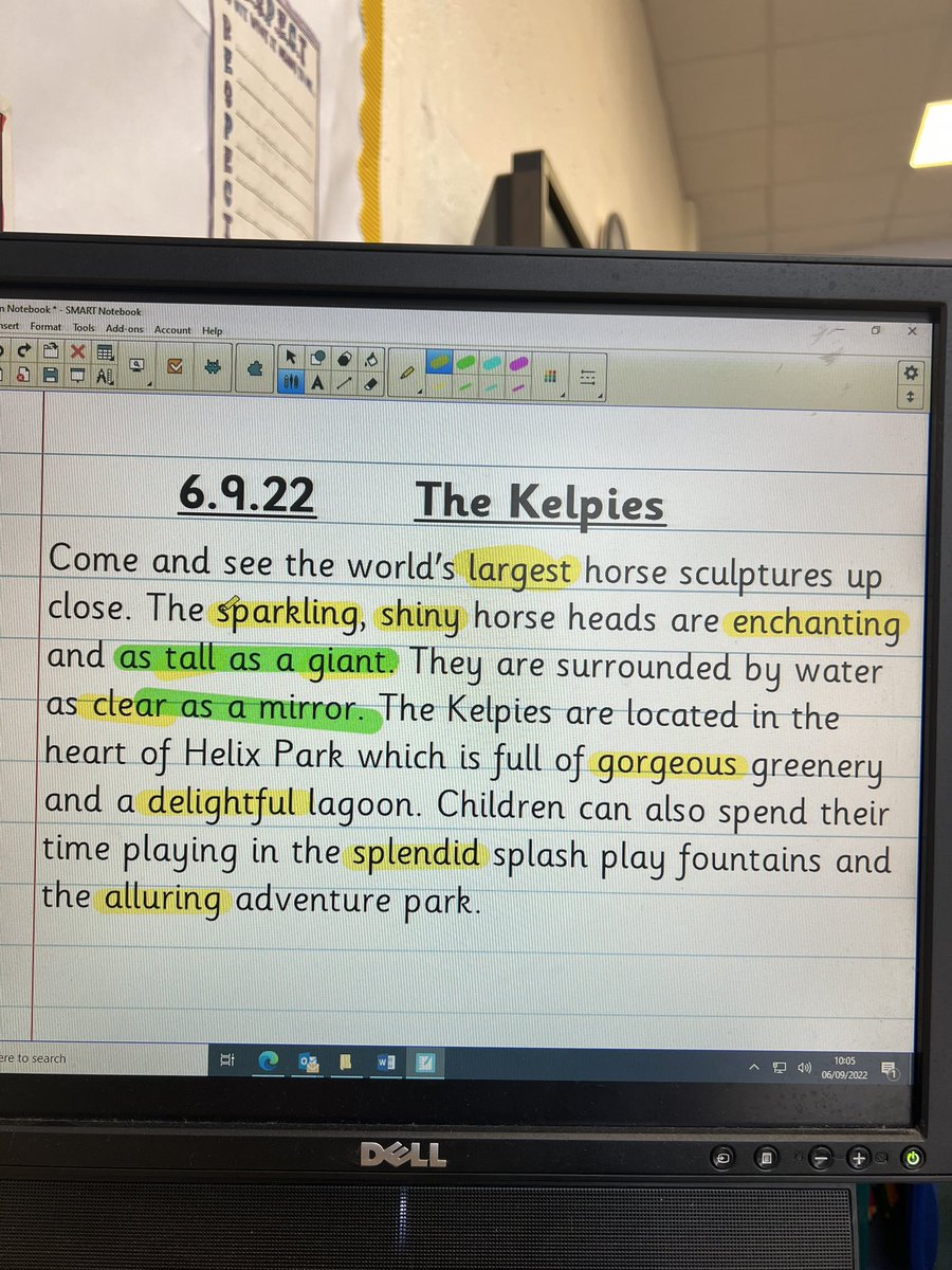MissMcKayNPS's tweet photo. Finding adjectives in the text to create a visualisation of the Kelpies! 🦄🔎 https://t.co/HPgp9RxYOa