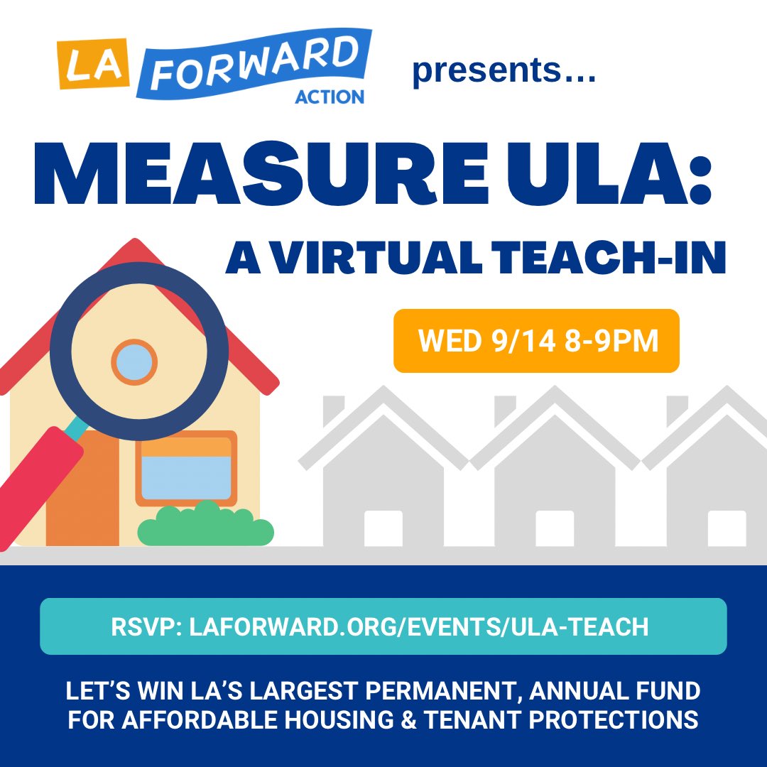 With 34 days until ballots drop (‼️), we’re phone-banking for #YesOnULA (<a href="/UnitedToHouseLA/">United to House LA</a>) *every* Tue &amp; Thu eve, 5:30-8:30pm PST, starting tonight… but wanna learn more about this amazing initiative first? Join us for a virtual teach-in Wed, 9/14, 8-9pm! Links in bio! 😊