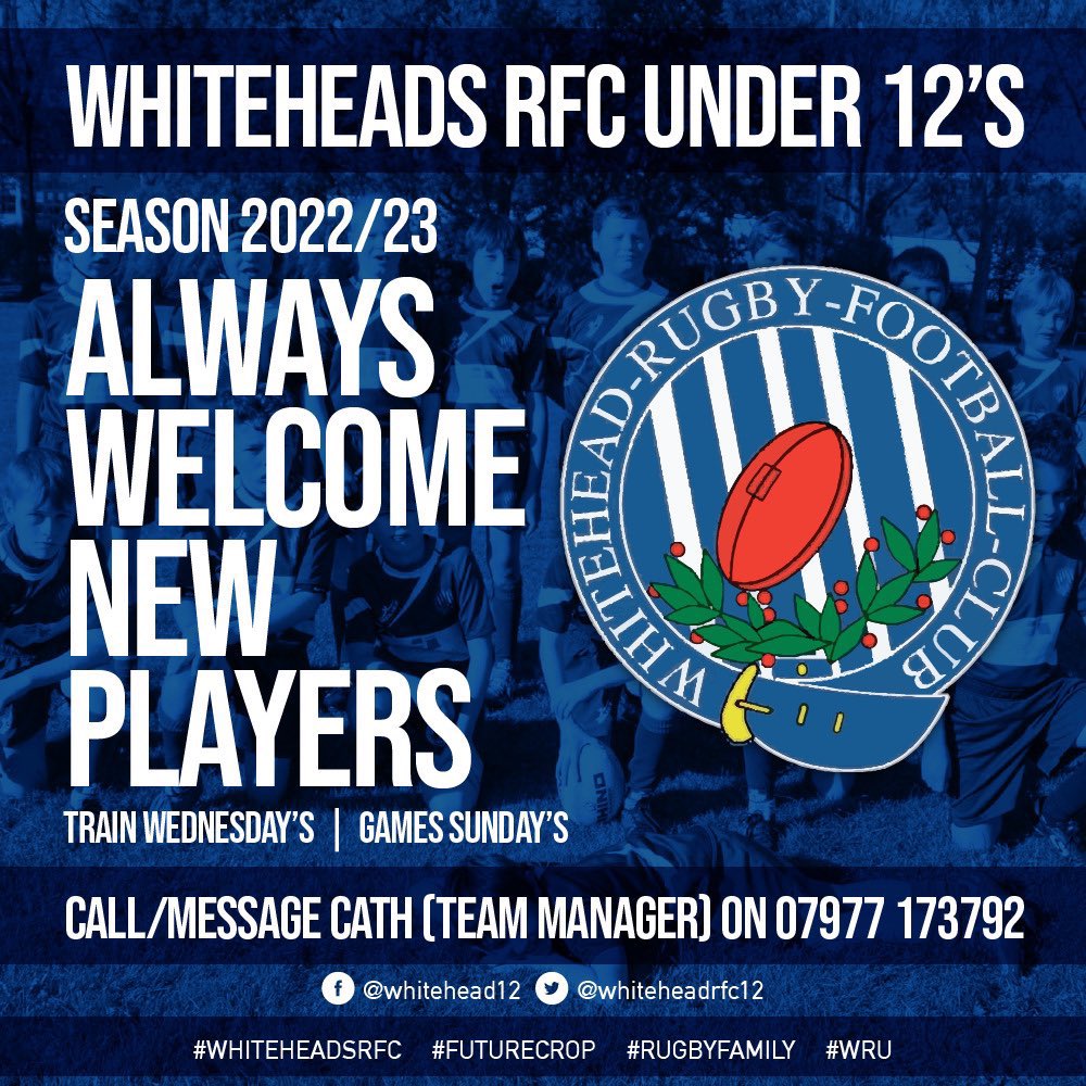 whiteheadrfc14's tweet photo. Whiteheads under 12’s

A warm, friendly team looking for new players to join us for the season 👊

@davidjusteat @NigelWalkerWRU @Edds_Official @Whitehead_club @Steelersjrfc @WhiteheadsRFC @aaronwain97 @philsteele1 @JiffyRugby 

@Nickmoore1974 @KrisBroome @LRJPlanning @VennRugby https://t.co/G8Oi2A69J2
