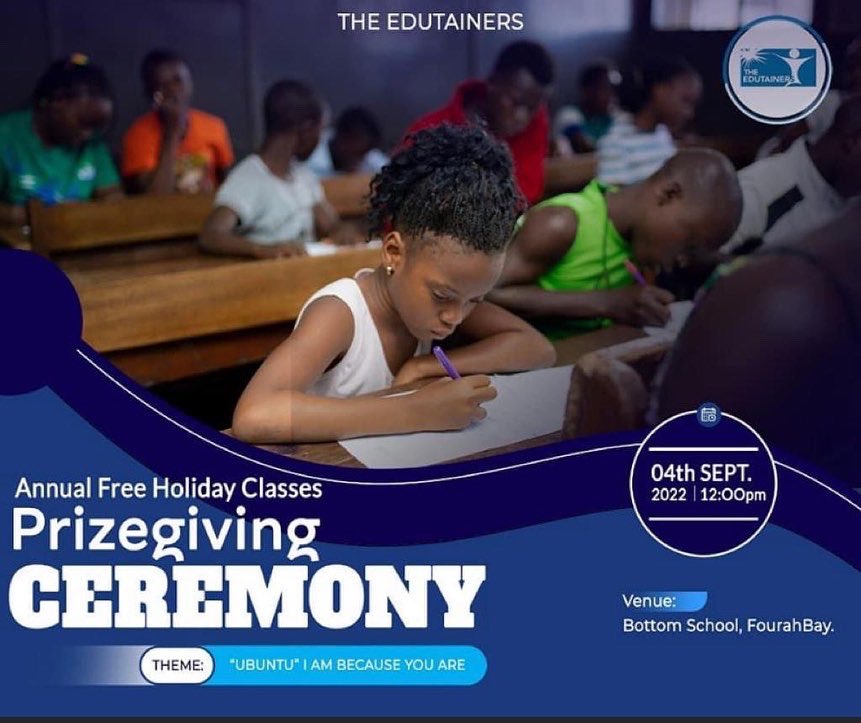 TheEdutainers's tweet photo. The Edutainers 2022 Free Holiday Lesson's Prize Giving Ceremony Update.

We can never stop, until we see at least 95% literacy in our communities and the country at large. Education is not only a tool but a powerful tool that can unlock greatness and success in individual's life. https://t.co/GrYBBBjwuB