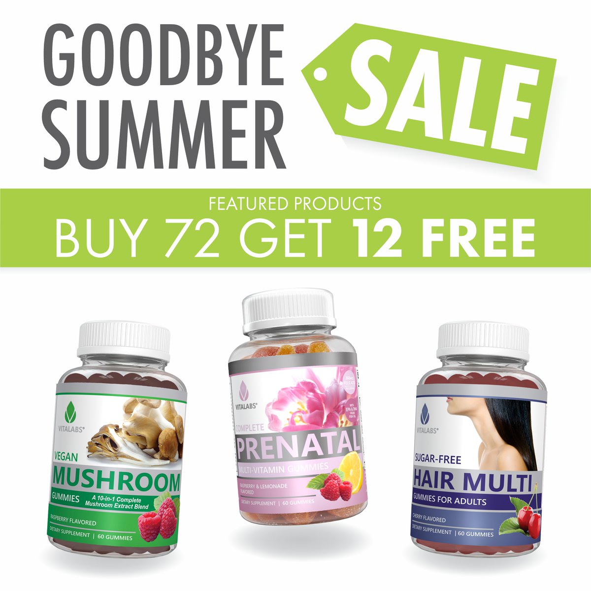 Vitalabs's tweet photo. ORDER NOW!
Buy 72 Get 12 Free - Mushroom Extract Complex Gummy, Prenatal Multivitamin Gummy, & Hair Vitamin Gummy!
Click link for details: https://t.co/F9W58YR3Sp
#vitalabs #vitalabsinc #thenaturalchoice #thehealthychoice #vitamins #minerals #nutrients #supplements https://t.co/sEg19ZY7TD