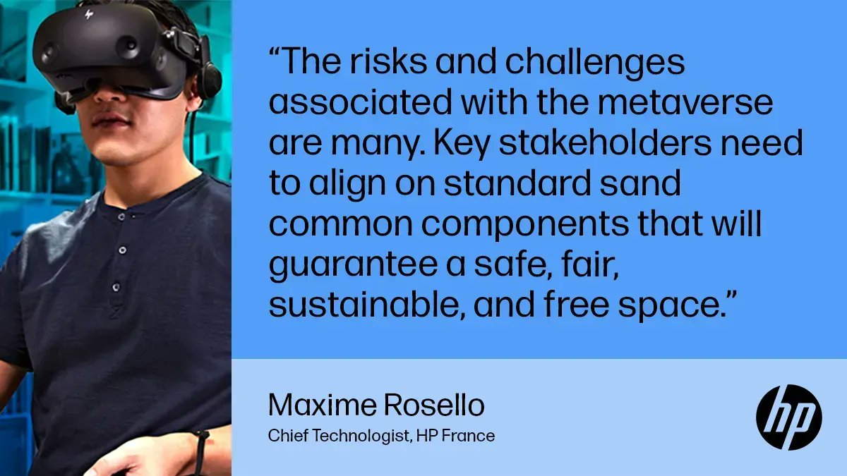 hplabs's tweet photo. .@HP France’s Chief Technologist, @rosellomaxime, dives into the risks and challenges of #virtual worlds in the #metaverse. https://t.co/z7X8mAdOON
#FuturecastingbyHP https://t.co/zcbse9Aqmj