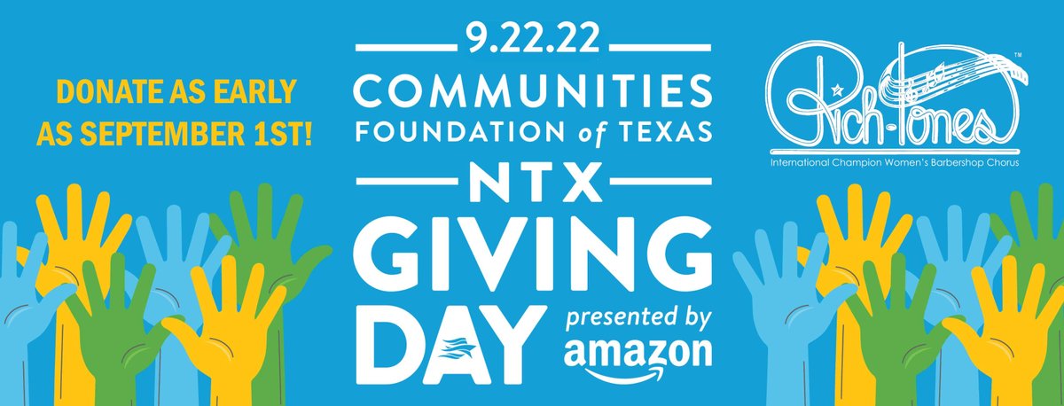 Now through Thursday September 22 tax-deductible donations in any amount can be made to our nonprofit chorus – and gifts of $25 or more increase our opportunity to receive additional funds!  northtexasgivingday.org/organization/t…