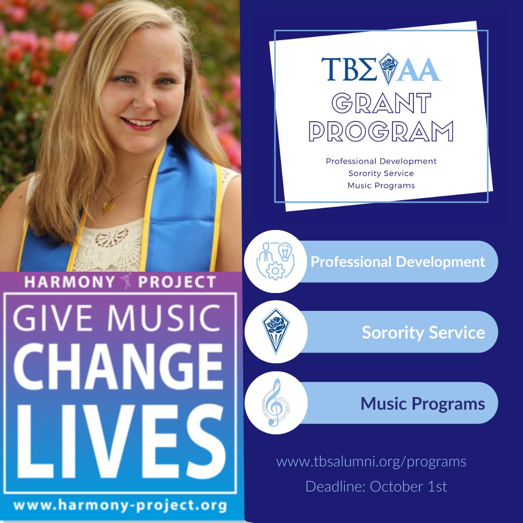 tbsaa's tweet photo. Sarah (Cox) Cervantes was TBSAA's first grant recipient.  She supported the Harmony Project, which "harnesses the transformative power of music to increase access to higher education for underserved students."  Apply today! Deadline is October 1.  #TBSAA #TBSAAGrants #4Gr8rGrants https://t.co/2JqqyHCIqy