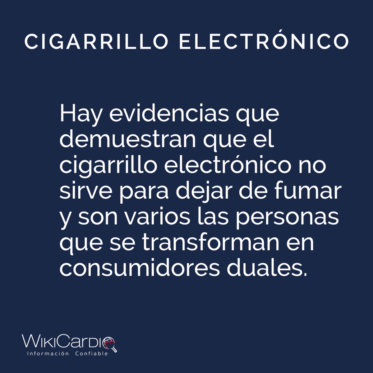 Wiki_Cardio's tweet photo. Verdadero o Falso
El cigarrillo electrónico sirve para dejar de fumar. Falso 
Hay evidencias que demuestran que el cigarrillo electrónico no sirve para dejar de fumar y son varios las personas que se transforman en consumidores duales https://t.co/l38zA08P0n