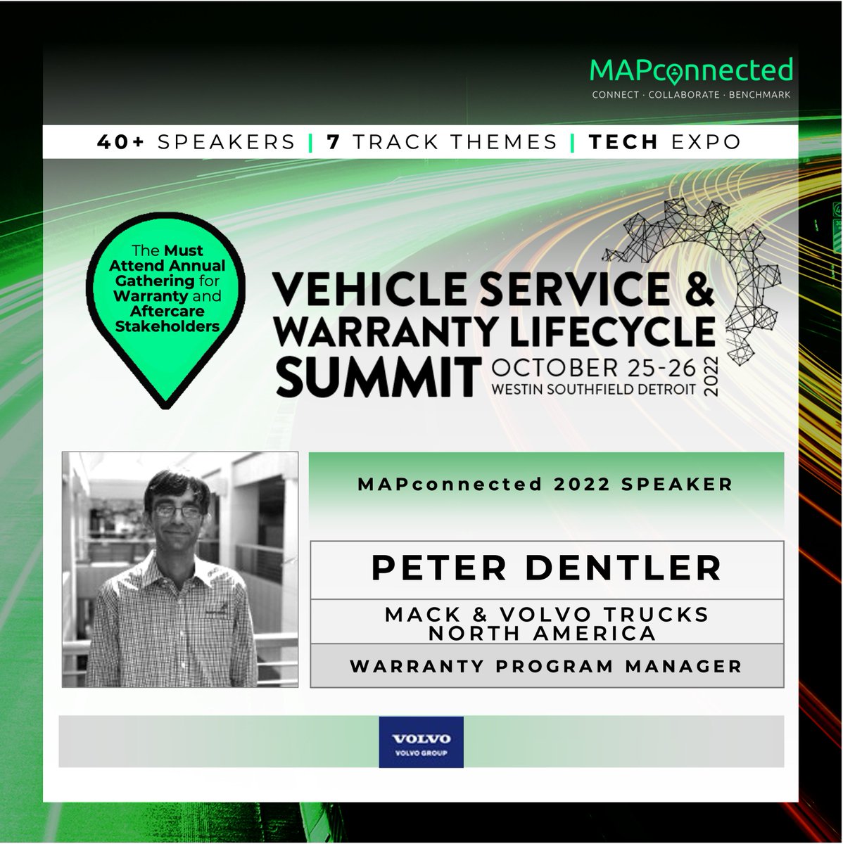 Connecting the Dots With Connected Trucks : Volvo &amp; Mack Trucks are connecting their automated claims processing system to their session file data. Hear how at summit Oct 25-26. Ticket prices increase 9/9 Get them now: mapconnected.com/registration/