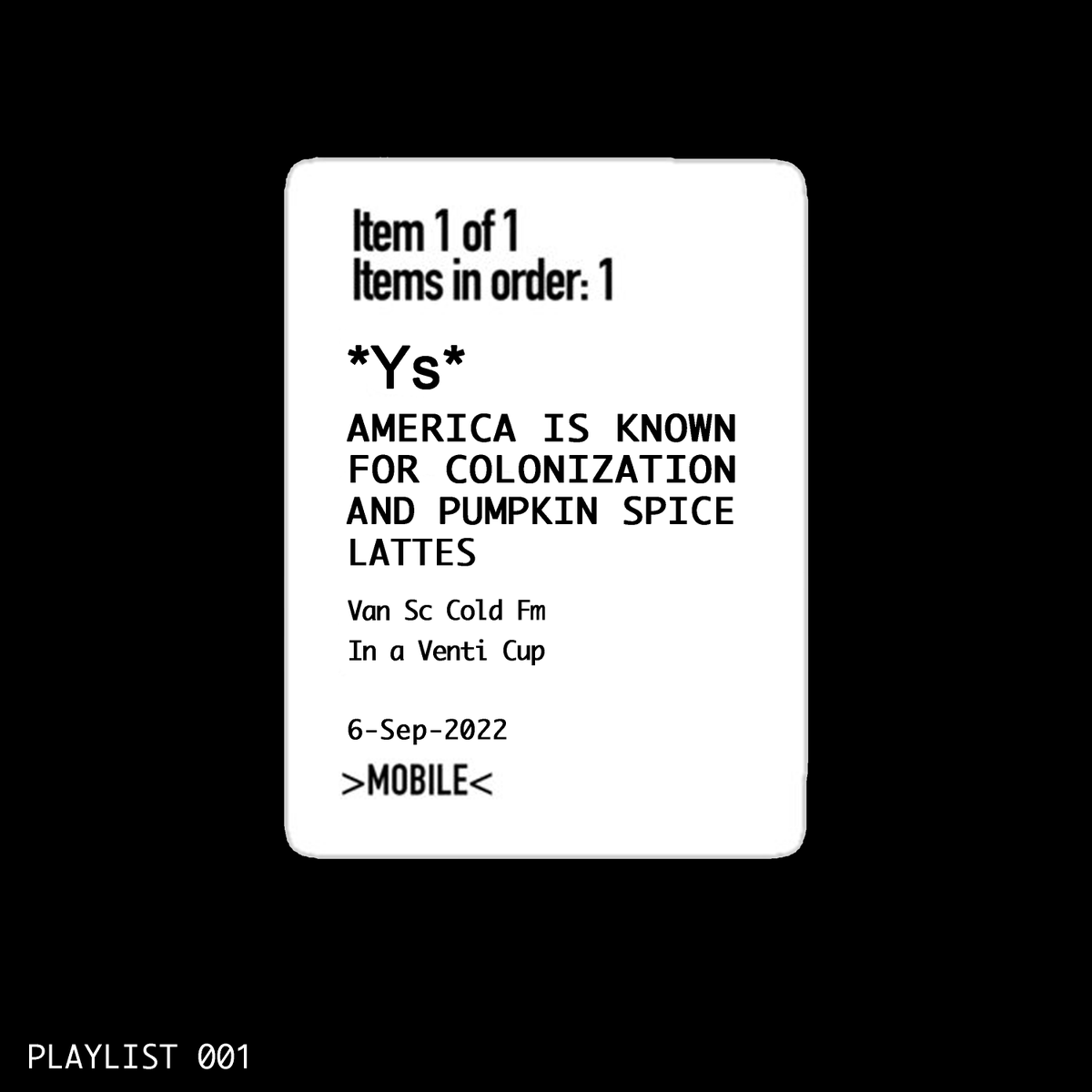 YVNGSCVM's tweet photo. OUR 1ST PLAYLIST IS UP: https://t.co/v2mLa5ez7O
"AMERICA IS KNOWN FOR COLONIZATION AND PUMPKIN SPICE LATTES" IS A MIX OF HOUSE, TECHNO, BEATS &amp; A LITTLE RAP (WE CANT HELP IT)
SUPPORT THESE ARTISTS, NEXT PLAYLIST COMING REAL SOON. https://t.co/hJn4fESLou