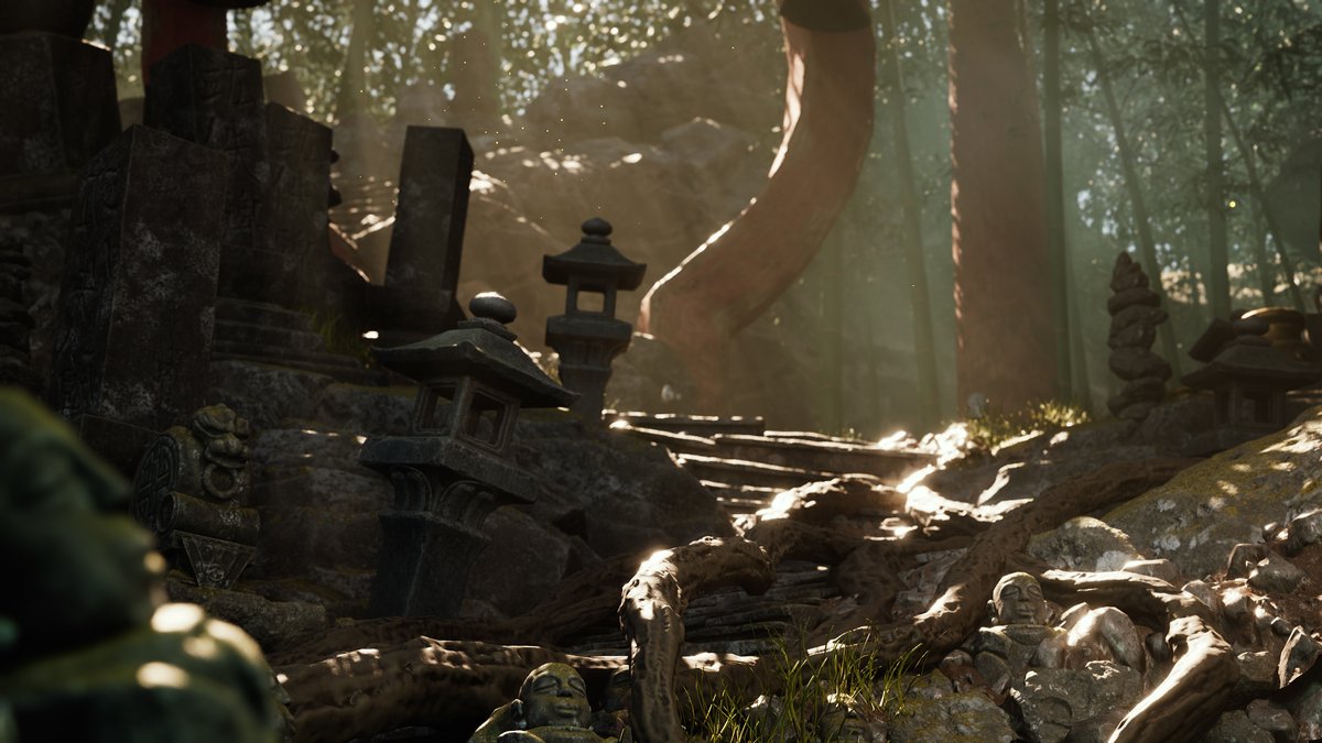 RasmusBagner's tweet photo. Reworking some composition with an older scene, trying to figure out light and color use.
First time using Lumen in a foliage heavy scene, so far great fun! https://t.co/Q9lfE6bZ7S