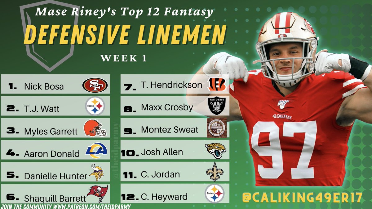 caliking49er17's tweet photo. My top 12 ranked defensive linemen for week 1. https://t.co/ECHSk6SZGI