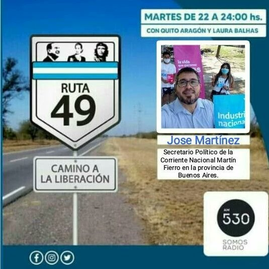 defierroradio's tweet photo. Ruta 49, El Camino de la Liberación 
🛣️4️⃣9️⃣ 
🎉 Subite a la Ruta de la Justicia Social 🎉

Conducen @quitoaragon y @LauraBalhas
Vamos a estar charlando con:
🎙️ Nestor Rojas
🎙️ Juan Manuel Reboredo
🎙️ @JoseDeFierro
🎙️ Pamela Vázquez Vigo

¡De 22 a 24hs en @somosradioam530!
#Ruta49 https://t.co/1LPnXFxxiV