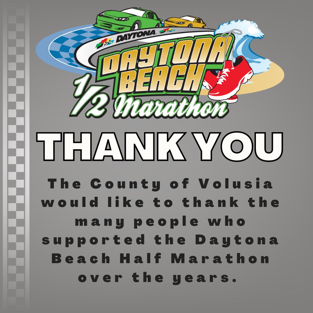 It’s time to wave the checkered flag! Pursuant to a vote by the Volusia County Council on August 2, 2022, 
<a href="/CLASHENDURANCE/">CLASH Endurance</a>  will be the new owner of the Daytona Beach Half Marathon. For questions regarding the event, please contact info@clash-usa.com.