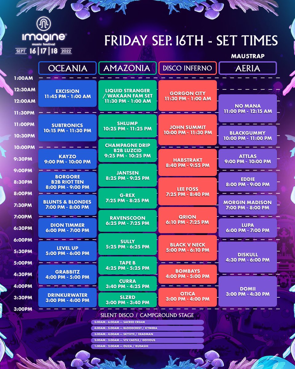 Imagine Music Festival 2022 schedule