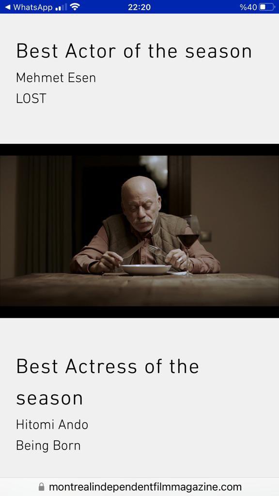 mehmetesen's tweet photo. 2022 Montreal Film Festivali’nden çok güzel bir haberimiz var;
En iyi yönetmen:
Ekin Onat
En iyi Aktör:
Mehmet Esen https://t.co/XSPKy9GyUL