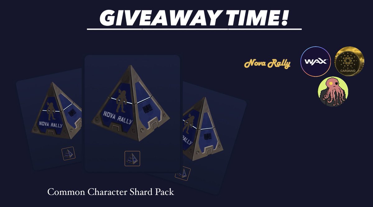 🎁 Giveaway Time!

Collaboration with <a href="/Krismondi2/">itsmeChris</a>, 3 winners will get Common Character Shard Pack from <a href="/NovaRallyWAX/">Nova Rally</a> 

1️⃣Follow Me, <a href="/Krismondi2/">itsmeChris</a> &amp; <a href="/NovaRallyWAX/">Nova Rally</a> 
2️⃣❤️&amp;♻️
3️⃣Tag 3 #NFT friends
4️⃣Drop your WAX address below

⏰END 72h

#WAXP #NFT #NFTCommunity #P2E #NFTGiveaway #WAX