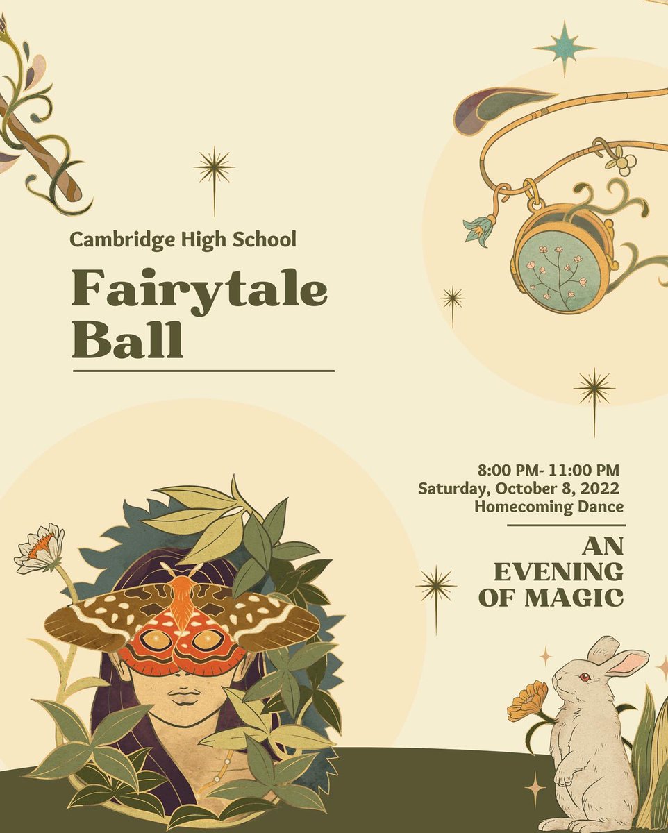 CambridgeStuco's tweet photo. A magical homecoming is coming soon to Cambridge! Our theme is Fairytale Ball, and it will be held from 8-11 PM on October 8th! Castles, fairies, magic, and enchantment! ✨🧚‍♀️🧝 Our homecoming spirit week will be October 3rd- 7th, and themes can be found in the next slide! https://t.co/bWbYtShYe2