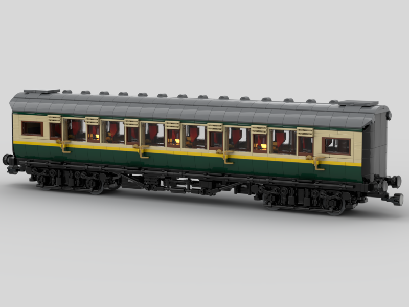 LegoRailway's tweet image. A first class Maunsell express coach! finally! It's got a full interior that can fit 2 minifigures in each compartment and figures in the hallway! The other variations should come a lot quicker now that this on is done. aiming for 5, not sure what else aside from break and buffet