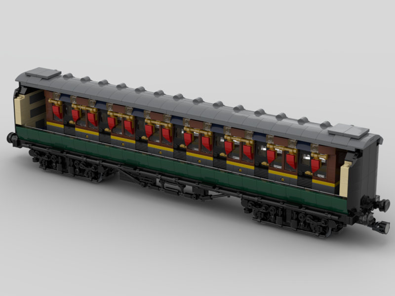 LegoRailway's tweet image. A first class Maunsell express coach! finally! It's got a full interior that can fit 2 minifigures in each compartment and figures in the hallway! The other variations should come a lot quicker now that this on is done. aiming for 5, not sure what else aside from break and buffet