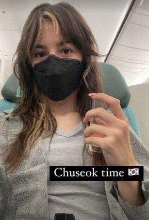 amy on her insta story on her way to korea with mark (and allegedly ethan 👀)