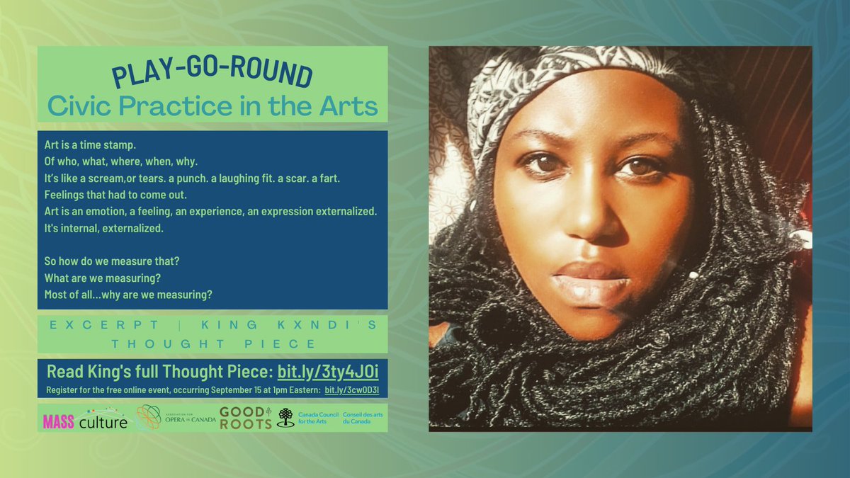 Meet King Kxndi, an artist, political scientist, and activist. King is one of the speakers at Thursday September 15's 'What is a Good Civic Practice in the Arts?' Play-Go-Round at 1pm EDT!
Check out our speakers' Thought Pieces and register: bit.ly/3ty4JOi
@fuckmyoldacct