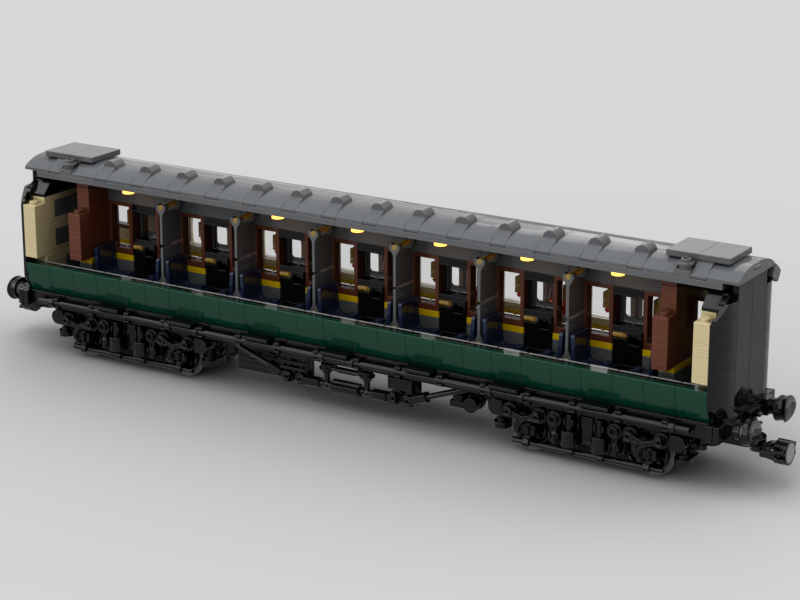 LegoRailway's tweet image. A first class Maunsell express coach! finally! It's got a full interior that can fit 2 minifigures in each compartment and figures in the hallway! The other variations should come a lot quicker now that this on is done. aiming for 5, not sure what else aside from break and buffet
