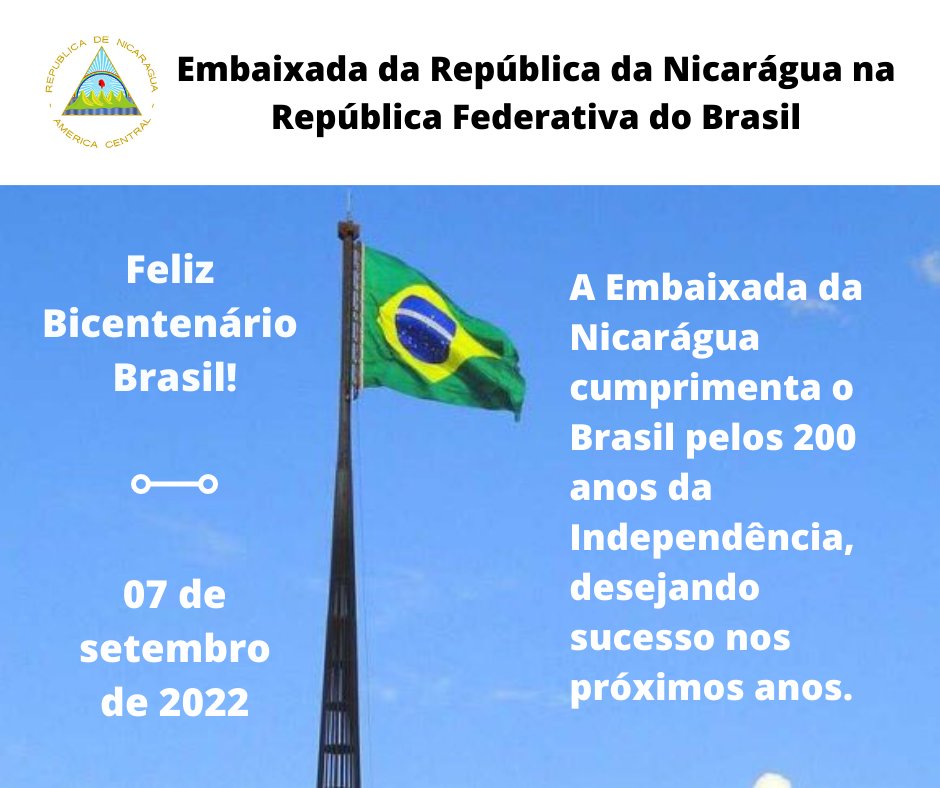 EmbaixadaNicBr's tweet photo. Feliz Bicentenário Brasil! https://t.co/DXgXcohkPS
