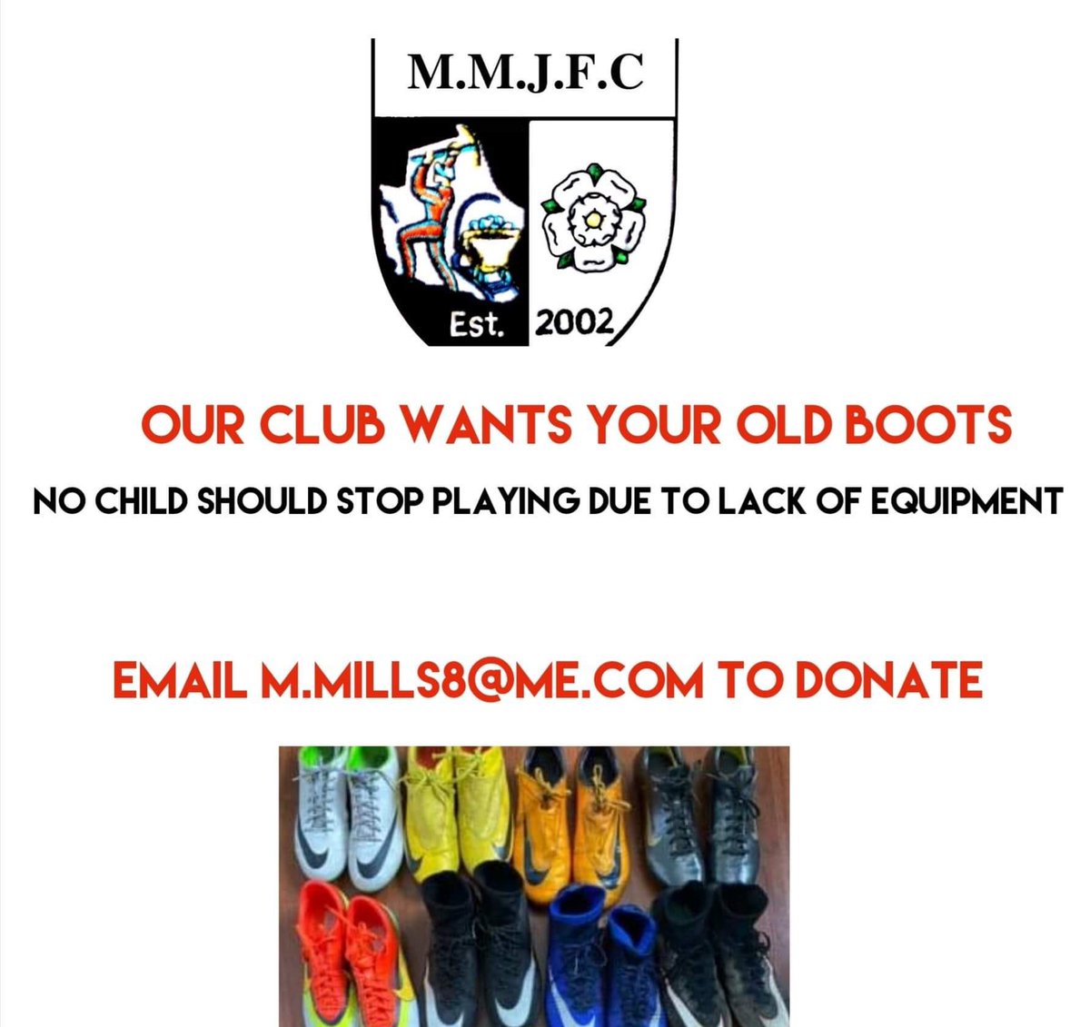 Hi all
I’ve decided to collect any old or new kids football boots ,with the cost of living only going up I want boots to recycle.I will clean them up re-lace them and studs if required.
The boots will go to kids who’s parents can’t afford any .
Please share.
Thanks