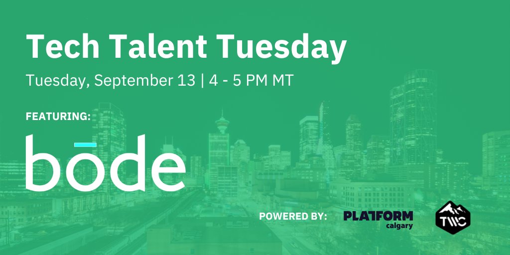 PlatformCalgary's tweet photo. @BodeCanada is reimagine real estate with an intuitive, universal platform.🏡 Learn about opportunities to join their team at the next Tech Talent Tuesday!

🗓 Sept. 13: https://t.co/FMxXyUR0vY

#yycjobs #yyctech https://t.co/s95MGe01MS