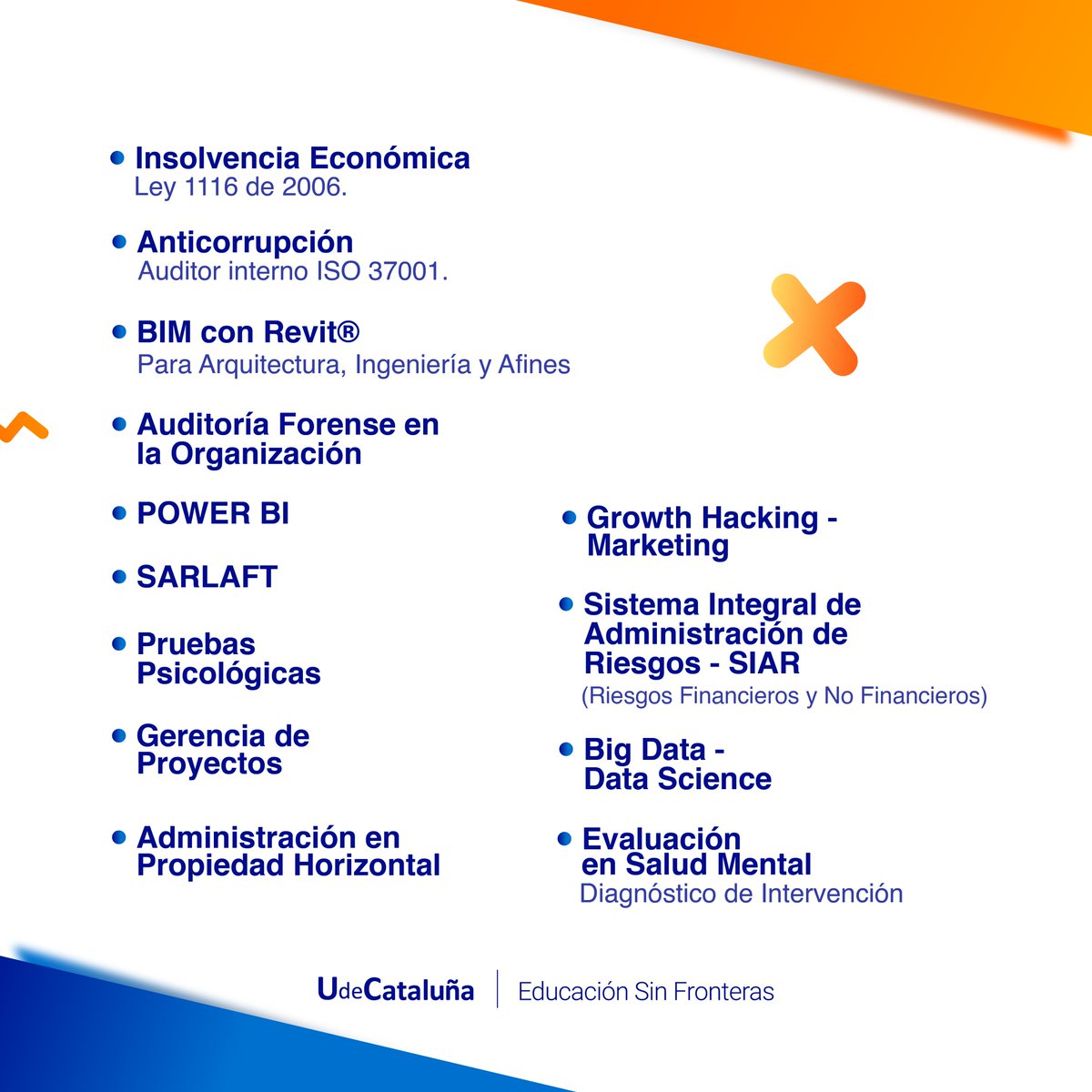 UdeCatalunya's tweet photo. Sigue creciendo profesionalmente con #UdeCataluña - Conoce nuestra oferta académica para #Septiembre, reserva y obtén beneficios adicionales. Ingresa en el link de la BIO, o déjanos un mensaje por DM. 📲🤯
.
.
.
#SomosUdeCataluña #educación #educacióncontinua #metas2022 https://t.co/x8fcGlkOtS