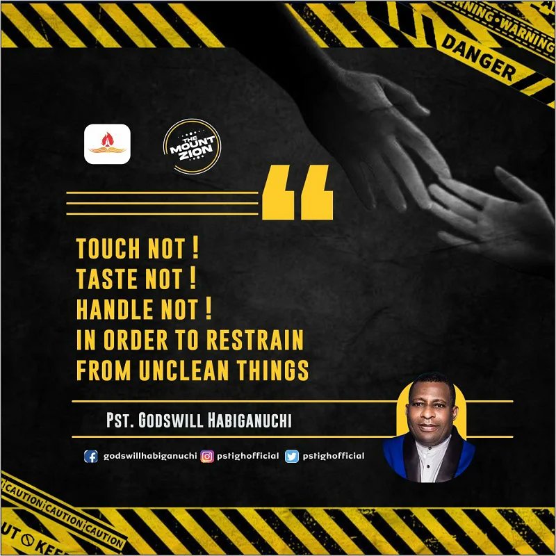 Pst_IGHOfficial's tweet photo. TOUCH NOT UNCLEAN THINGS
Gen. 3:3
The devil doesn't go to far but uses someone close to you and you trust sometimes to engage you to a negative act. The result of it all makes your spiritual life to die, withdraws you from the things of God because of the unclean things touched. https://t.co/MqcBcLskYG