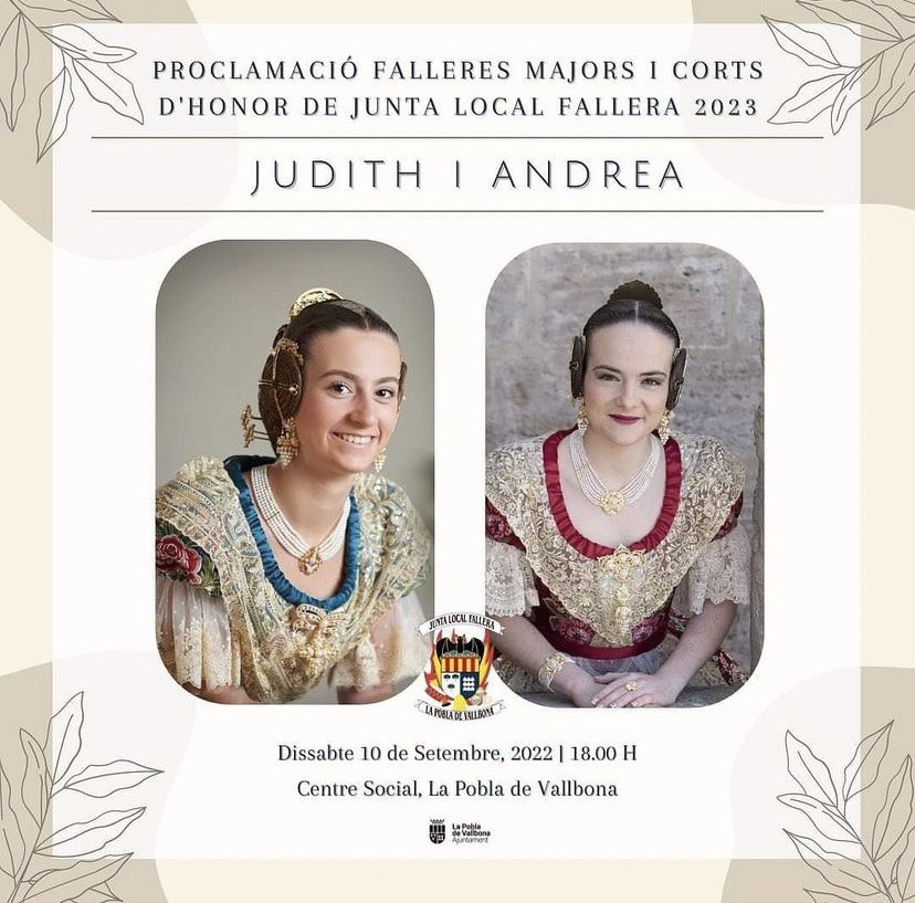 HortFalla's tweet photo. Este dissabte el rellotge de les falles de l’any 2023 es posa en hora amb la proclamaciò de les FFMM de la Pobla. Judith García i Andrea Martínez comencen un nou regnat i estarem al seu costat per acompanyar-les.

El vostre somni ha començat. Gaudiu al màxim del vostre any❤️ https://t.co/upP5sIqzmP
