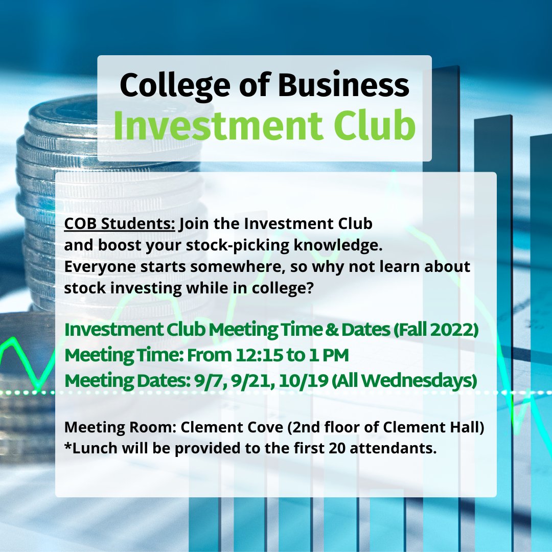 📢Join the College of Business Investment Club to learn about stock investing while in college.💰📊👀
#AUM #AUMCollegeofBusiness #AUMBusiness #StudentClub #Investing #WarhawkNation #ChooseAUM