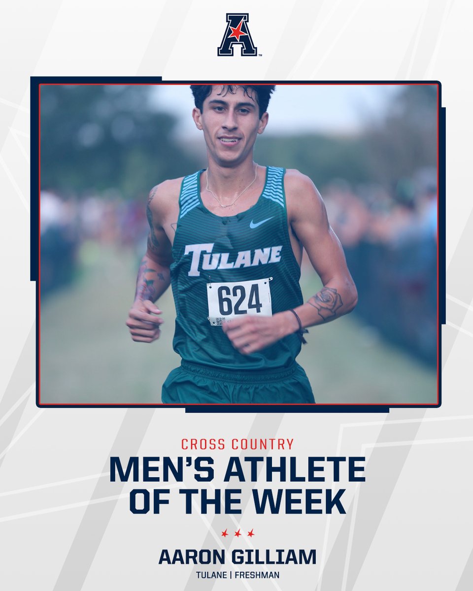 AmericanXCTrack's tweet photo. Aaron Gilliam of @GreenWaveXCTF takes home the first #AmericanXC Men's Athlete of the Week! https://t.co/cbOn5evvVH