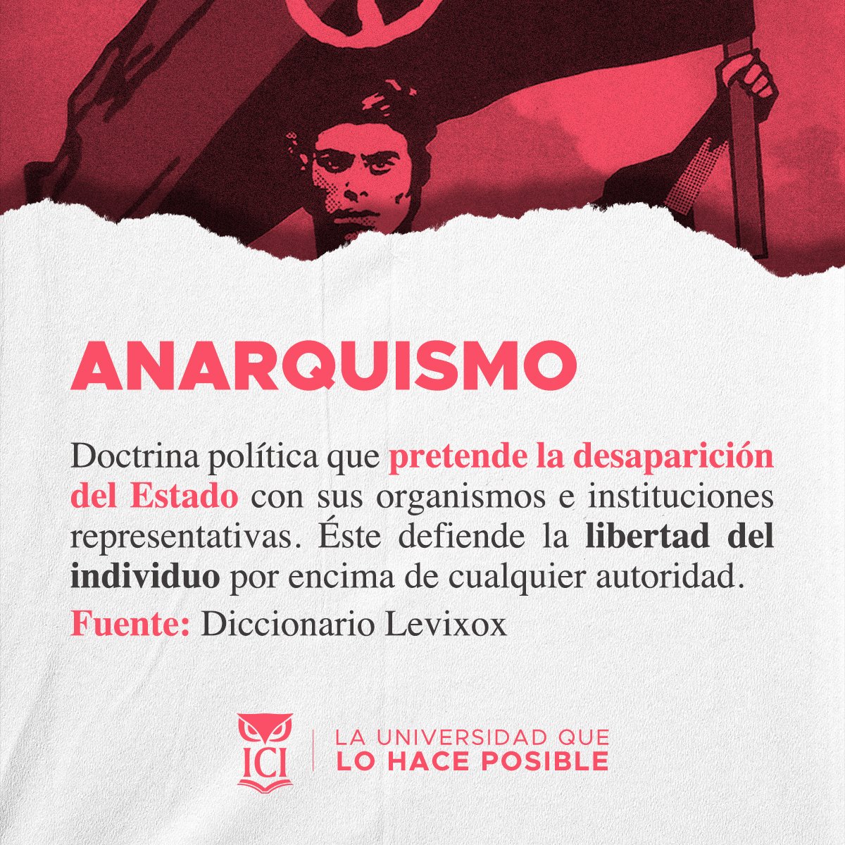 📚#ICIGlosario

Existen diversas doctrinas políticas, entre ellas el anarquismo, seguramente has escuchado sobre ésta en tu clase ¿cuéntanos qué opinas al respecto?👀

#Anarquismo #Puebla #ICI #Política
