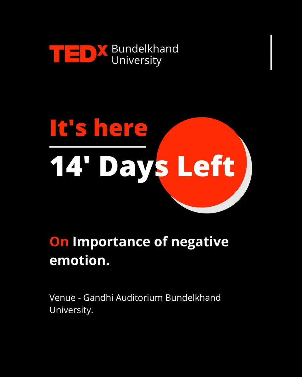 TEDx_BU's tweet photo. 14 days to go calender 🗓️
"Some of the greatest moments of one's life are not pleasant, not successful, not know, and not positive. ".
Let's do this

#TEDx
#TEDxBundelkhandUniversity
·
·
·
#tedx #tedxtalks #ted #tedtalks #inspirationalquotes https://t.co/v6Sughdq4M