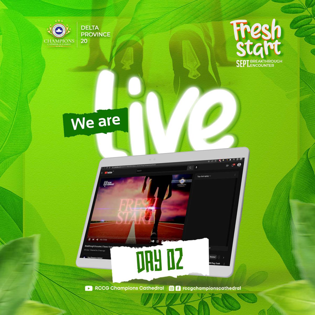 RCCGCCFOFFICIAL's tweet photo. Service is On!

Catch all service highlights by streaming via our online platforms on Facebook and YouTube 
Remain blessed

Fresh Start Day 2

#championscathedralfamily #deltaprovince20 #rccg #rccgworldwide #breakthroughencounter #freshstart https://t.co/KhmCfeQpZz