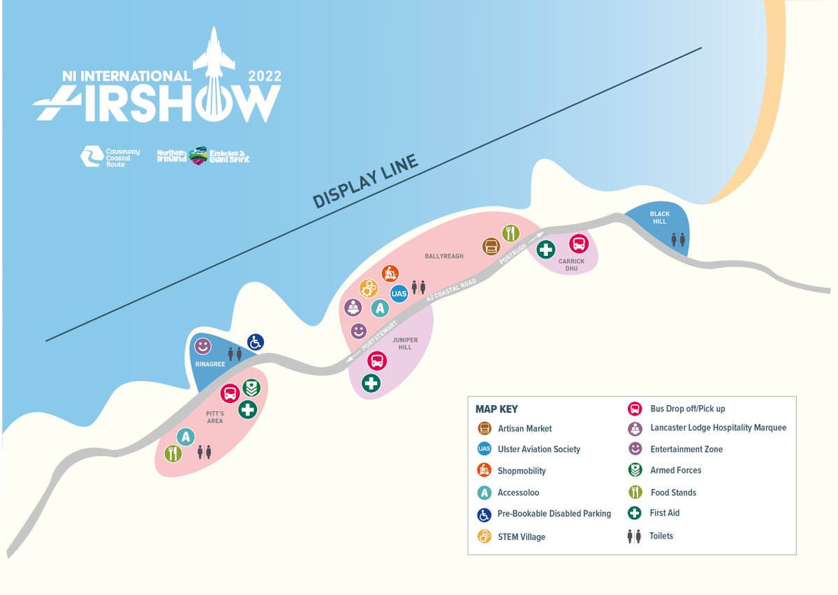 PortrushAirshow's tweet photo. Plan your visit to The NI International Air Show this weekend with the help of this handy map and follow us here on Twitter for updates ✈🙂
#niairshow #niairshow2022
@discoverni #northernireland #EmbraceAGiantSpirit #MyGiantAdventure #discoverni https://t.co/dbYURXDXeH