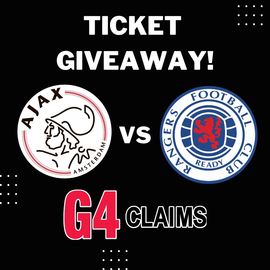 g4claims's tweet photo. 𝘼𝙅𝘼𝙓 𝙑𝙎 𝙍𝘼𝙉𝙂𝙀𝙍𝙎 𝙂𝙄𝙑𝙀𝘼𝙒𝘼𝙔!

We have 1 ticket to give away for tomorrows Champions League clash in Amsterdam! 

For your chance to win; 

✅ Like this post!
✅ Retweet! 
✅ Follow us!

Winner will be announced tomorrow morning at 10.30am! https://t.co/Esz1QAiafq
