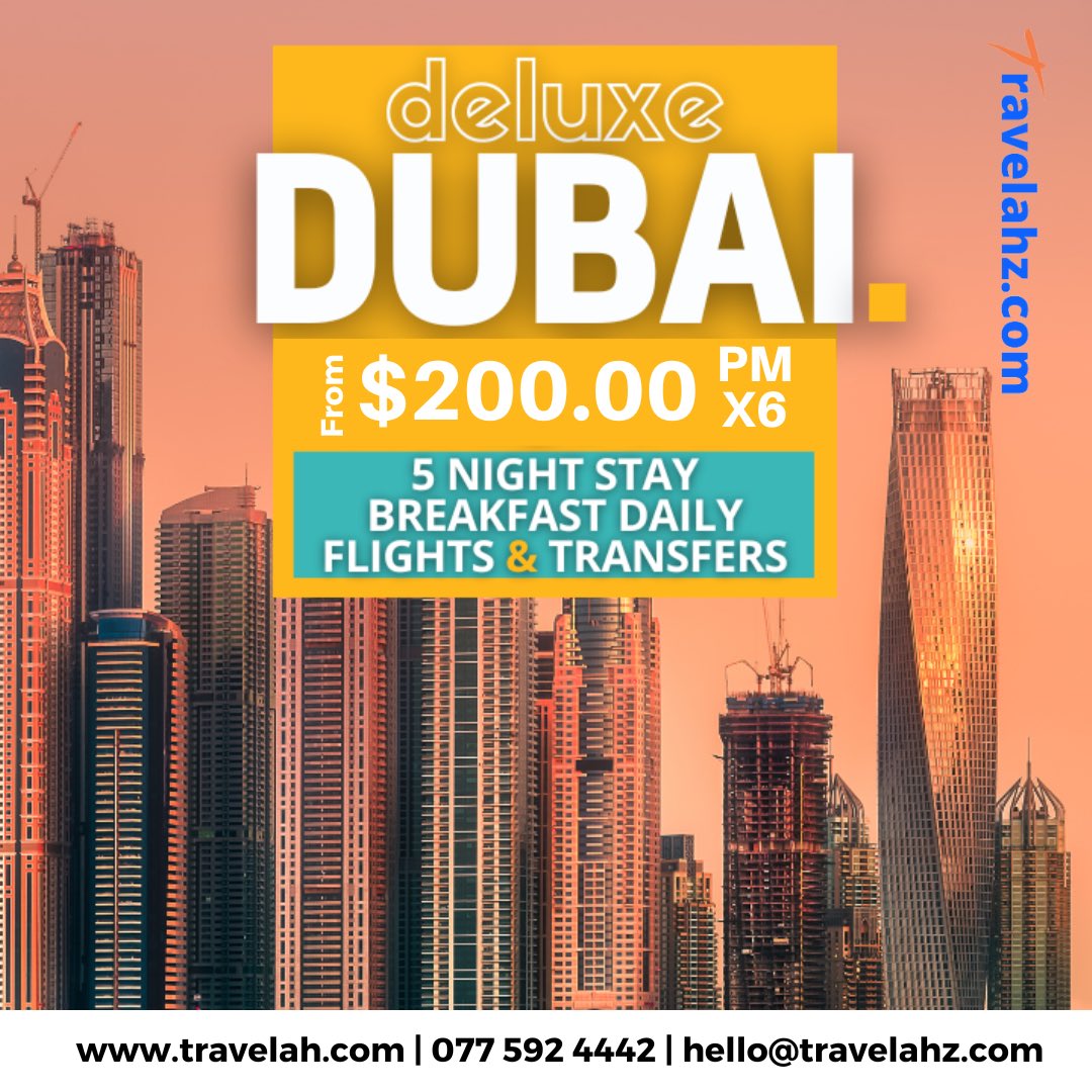 Best Life In Dubai
$1200pp, Pay in installments

𝗧𝗮𝗴 𝟯 𝗼𝗳 𝘆𝗼𝘂𝗿 𝗯𝗲𝘀𝘁𝗶𝗲𝘀 𝘄𝗵𝗼 𝗹𝗼𝘃𝗲 𝘀𝗼𝗳𝘁 𝗹𝗶𝗳𝗲✈️
𝗖𝗼𝗺𝗲 𝗹𝗶𝘃𝗲 𝘆𝗼𝘂𝗿 𝗯𝗲𝘀𝘁 𝗹𝗶𝗳𝗲 𝘄𝗶𝘁𝗵 𝘂𝘀 𝗶𝗻 𝗗𝘂𝗯𝗮𝗶
*06 - 11 April &amp;  07 - 12 June 2023*

📧hello@travelahz.com
☎️0775924442