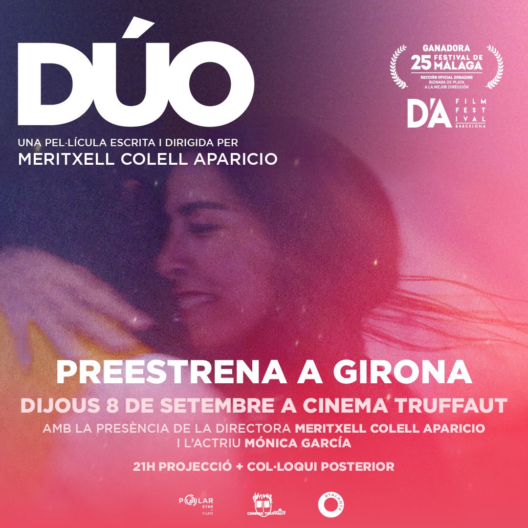 CinemaTruffaut's tweet image. Atenció. Sortegem 3 entrades dobles per venir aquest dijous (21h) a la preestrena de #Dúo, la nova pel.lícula de @MeritxellColell que ens la presentarà amb la seva protagonista Mónica García. Moderarà l'acte, Imma Merino. Només heu de fer RT a aquest tuit per entrar al sorteig.