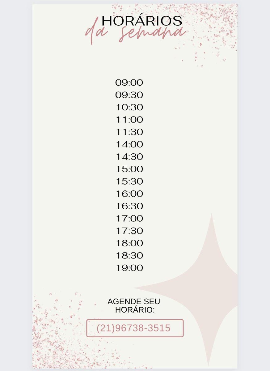 Horários disponíveis para design de sobrancelhas/ produção de maquiagem horários reservados mediante ao pagamento de 50% do sinal, garanta seu horário! 🥰