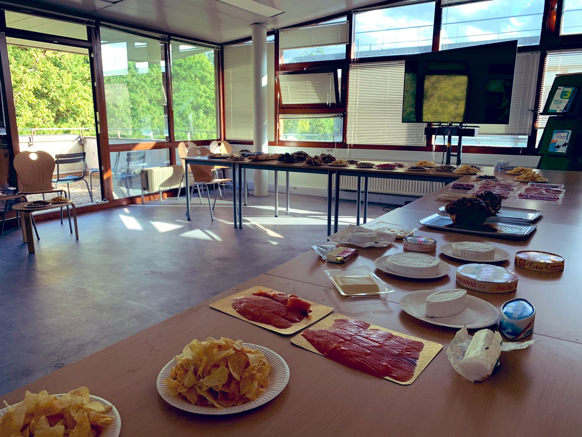 JWestermayr's tweet photo. Preparations ongoing for the post-poster session at #MlQCDyn @CecamFr in Paris. Thanks to the help of @virapid students @Brigitta_B_, Max & Madlen we made it in time! Looking forward to the evening! @max_jr https://t.co/vX4ltBdxKy