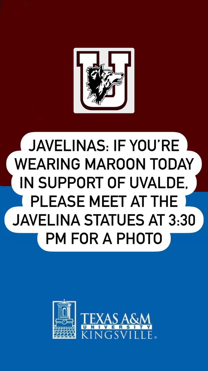 JavelinaNation's tweet photo. Javelinas: if you’re wearing maroon today in support of Uvalde, please meet at the Javelina statues at 3:30 PM for a photo. https://t.co/d2hjgNAAz6