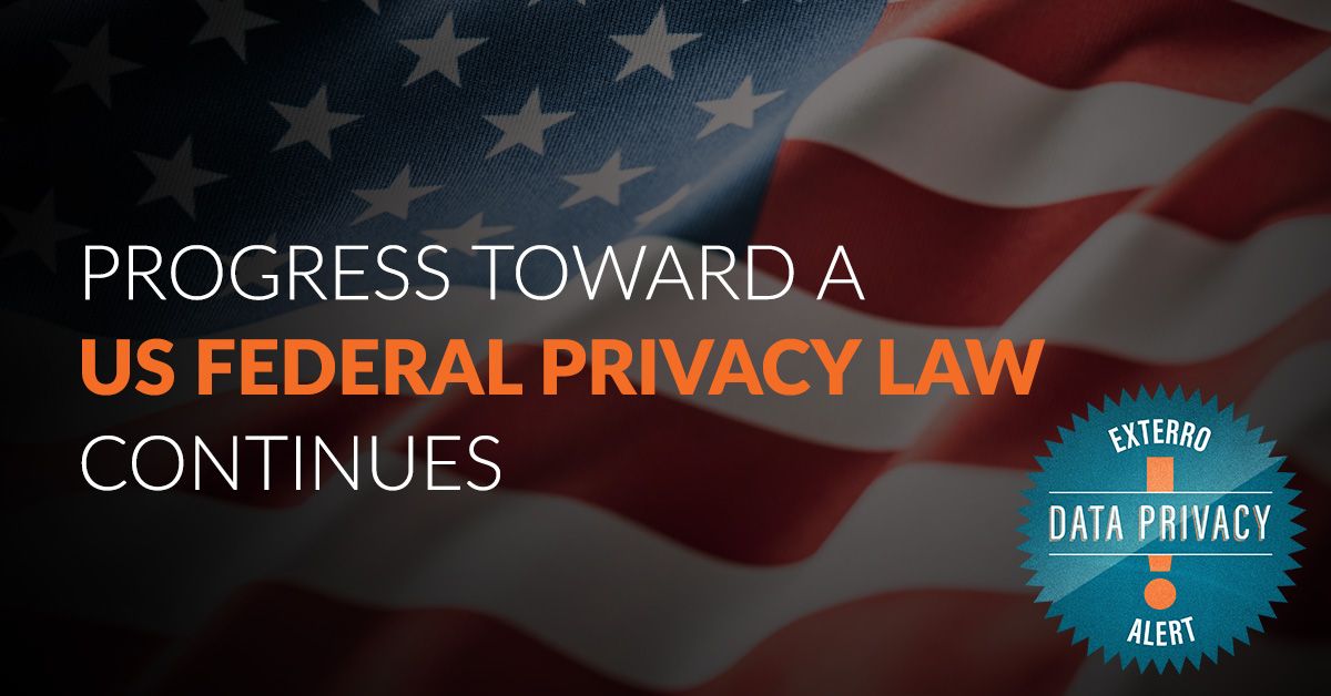Exterro's tweet photo. One of the biggest challenges to privacy compliance is the patchwork of laws across the United States. Recently, the ADPPA made progress in Congress in hope that a federal law will be passed. Download this #DataPrivacyAlert to learn more! https://t.co/L6rg5GzAqH https://t.co/Nc5lwsgwQ2