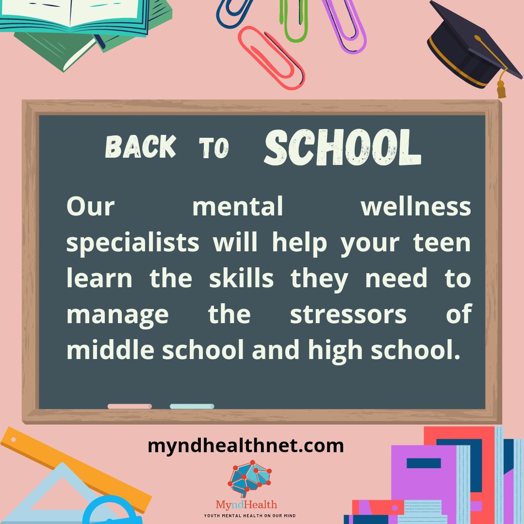 Mynd_Health's tweet photo. By learning skills to manage difficult emotions, your teen is more likely to face stressors with effective coping skills.

#adolescentmentalhealth #backtoschool #teenmentalehalth #teenwellbeing #parentsofteens #backtohighschool #backtomiddleschool #mangestressors https://t.co/ftsEkbPYv2