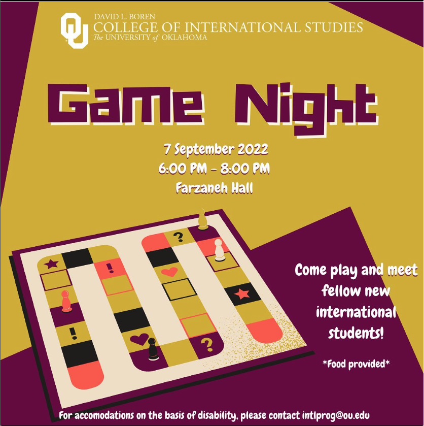 Come and join ISS Programming for the first Game Night of the year! It's always fun -- meet other students and play games!
21m
