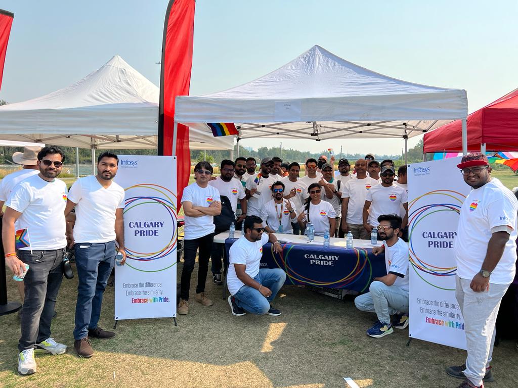 InfosysAmericas's tweet image. Infosys was a Silver Sponsor at the @CalgaryPride 2022 Festival &amp;amp; Parade in Calgary, AB, Canada. Over 46 Infoscion volunteers and their children came together to walk in the Parade and share their passion for Diversity &amp;amp; LGBTQIA+ Inclusion. 🏳️‍🌈 #EmbraceWithPride #PrideWithInfosys