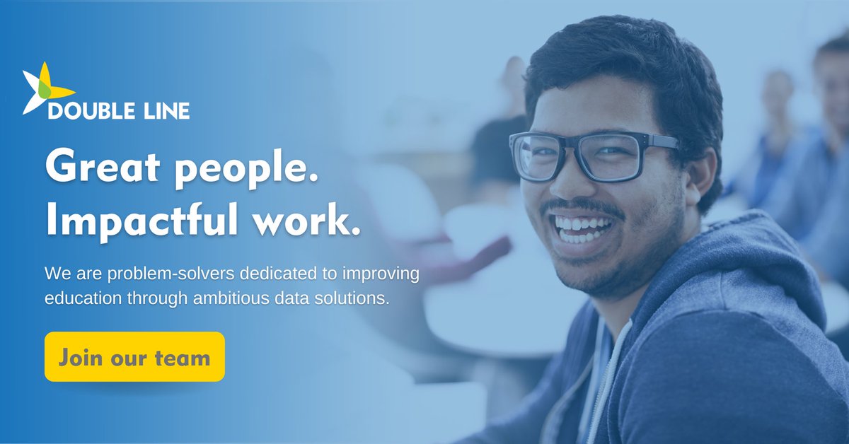 WeAreDoubleLine's tweet photo. Our people are what make Double Line great. Come join a team that is dedicated to improving #education and other public organizations through sustainable custom data solutions. Click here to learn more and apply: https://t.co/SFaNtzeH1t #edtech #nowhiring #hiring #wearedoubleline https://t.co/I6yOsLLyid
